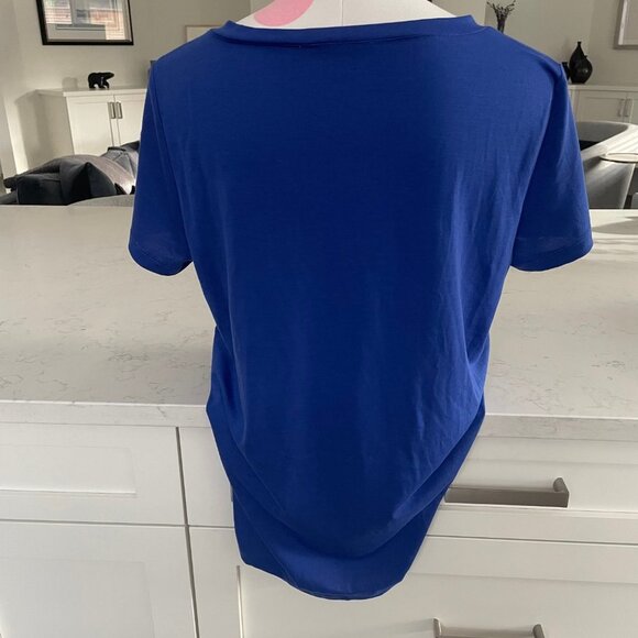 Cyrus Casual Short Sleeve V Neck Recycled Polyester Top Cobalt Blue Sz M NWOT - Picture 5 of 10